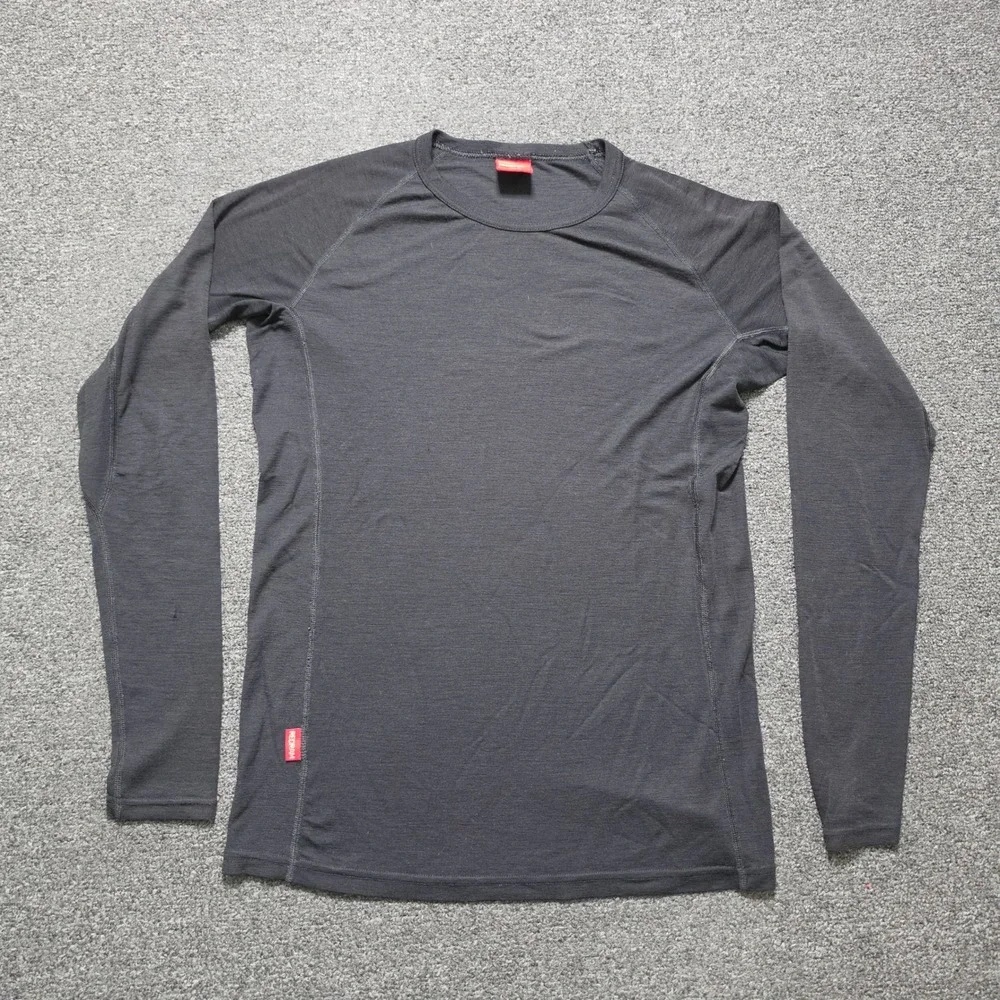 Icebreaker Redram Merino Wool Thermal Top‎ Black Mens Medium Long Sleeve Outdoor